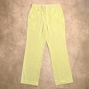 Vintage 70s Pastel Yellow Pants Boot Cut Flare Retro Disco Eclectic Grandpa